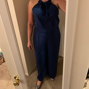 NWT MAGGIE LONDON BLUE SLEEVELESS BOW NE JUMPSUIT